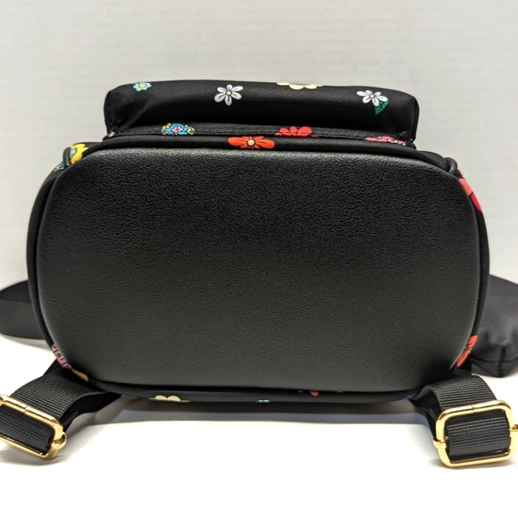 Mini Backpack - Festival/Rave Bag Black with Flowers & Mushrooms by Like Dreams - Picture 6 of 8